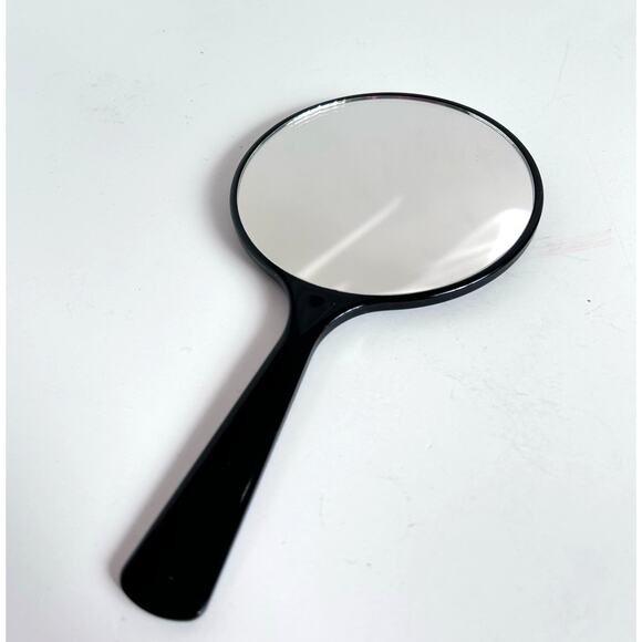 Black and Gold Lusterware 4" Handheld mirror with Gold Bunnies Moon Clouds - Picture 3 of 4